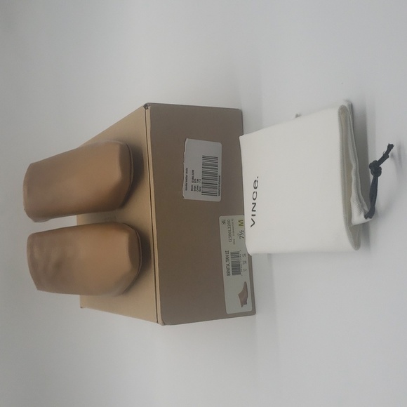 1433- Vince Benita Women's Mules Genuine Leather Size 7.5 M Tan Color NWT - Picture 4 of 10